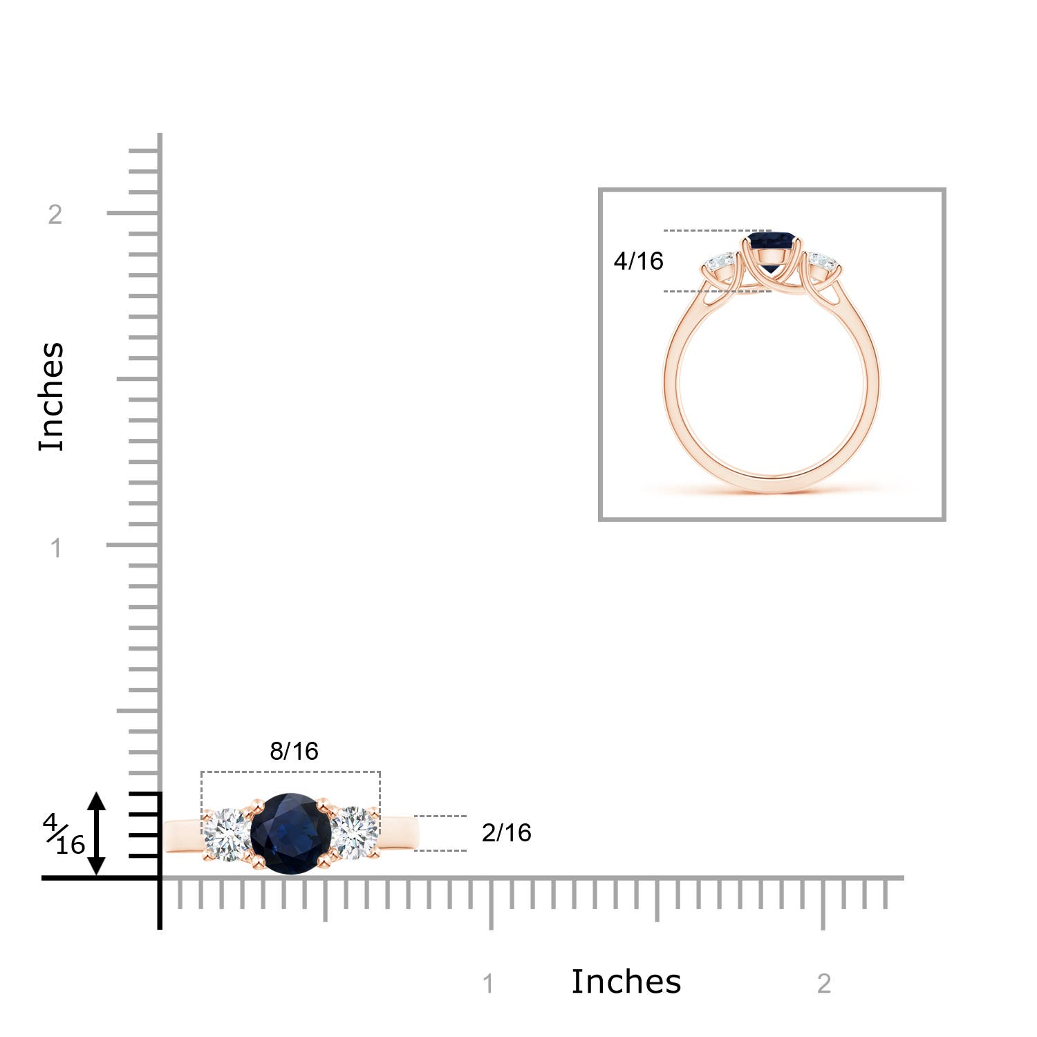 A - Blue Sapphire / 1.46 CT / 14 KT Rose Gold