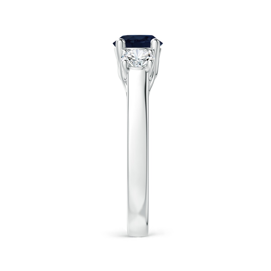 6mm A Classic Round Sapphire and Diamond Three Stone Ring in White Gold side-2