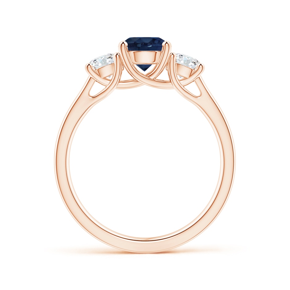 6mm AA Classic Round Sapphire and Diamond Three Stone Ring in Rose Gold side-1