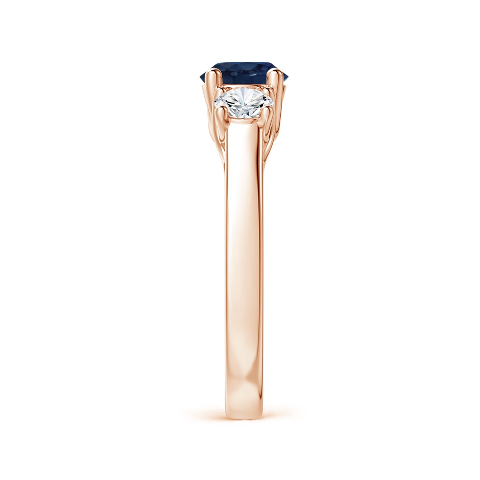 6mm AA Classic Round Sapphire and Diamond Three Stone Ring in Rose Gold side-2
