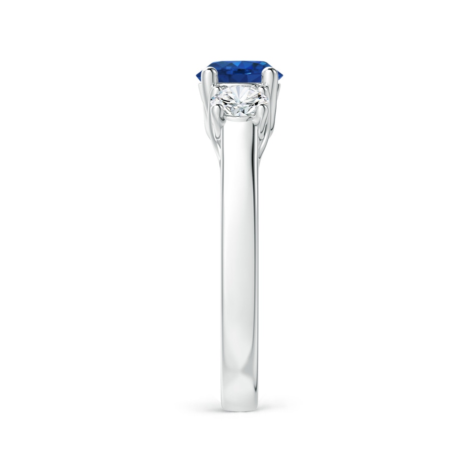 6mm AAA Classic Round Sapphire and Diamond Three Stone Ring in P950 Platinum side-2