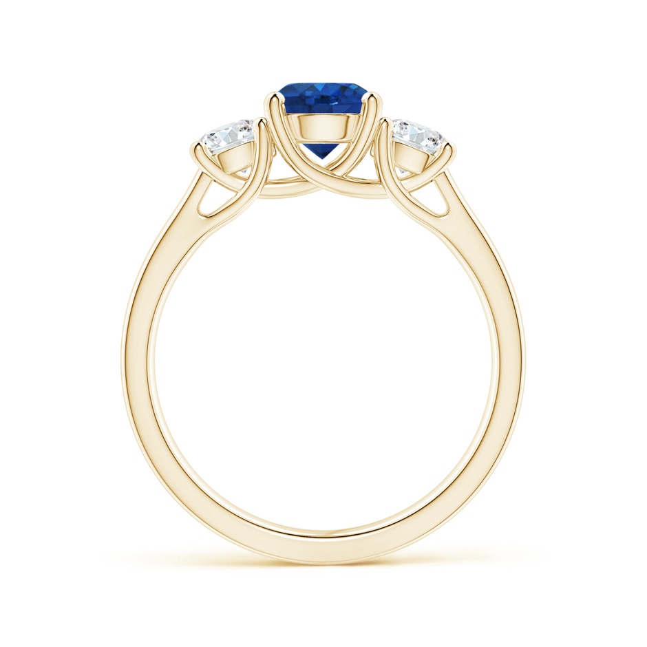 6mm AAA Classic Round Sapphire and Diamond Three Stone Ring in Yellow Gold side-1