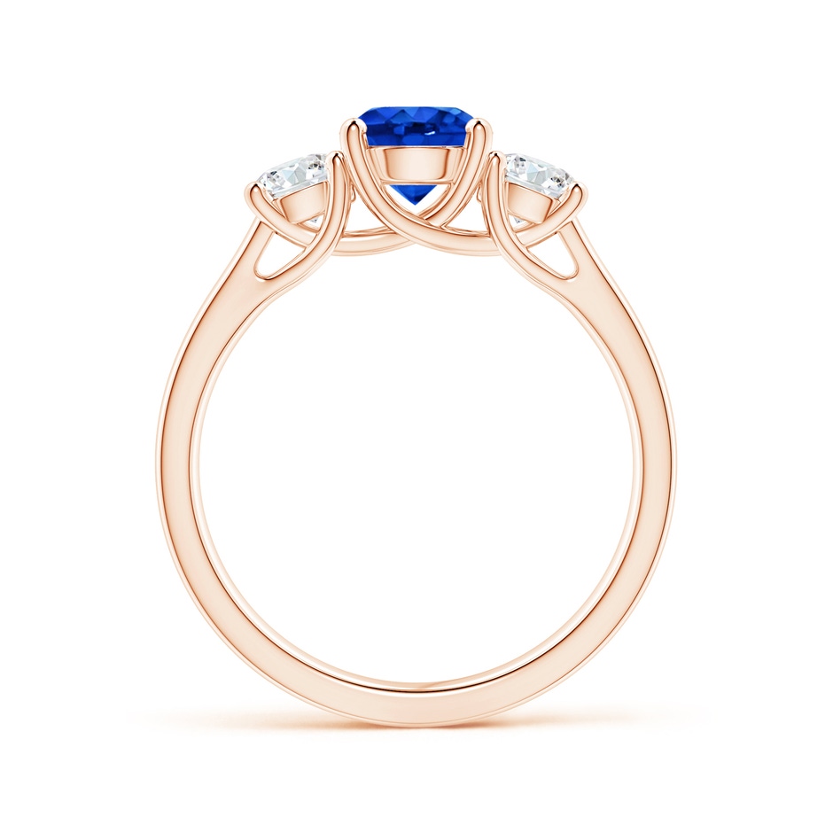 6mm AAAA Classic Round Sapphire and Diamond Three Stone Ring in Rose Gold side-1