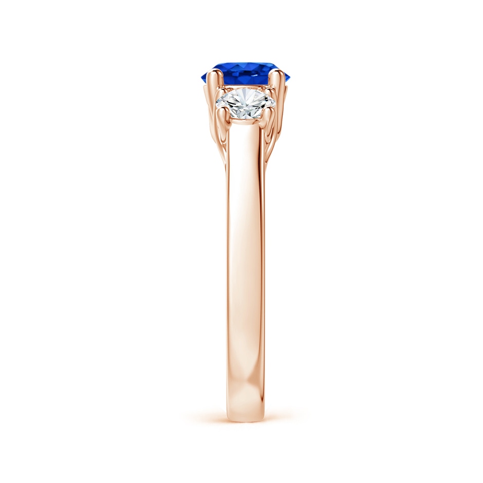 6mm AAAA Classic Round Sapphire and Diamond Three Stone Ring in Rose Gold side-2