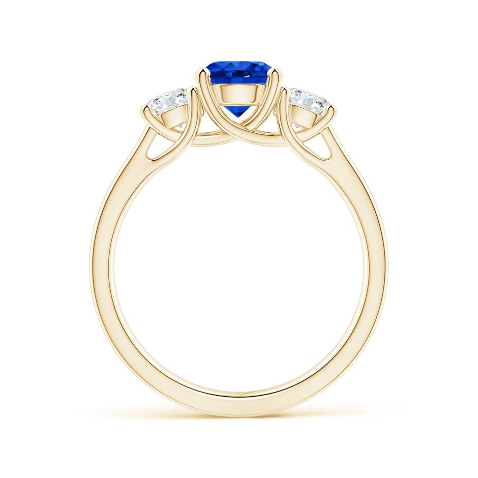 6mm AAAA Classic Round Sapphire and Diamond Three Stone Ring in Yellow Gold side-1
