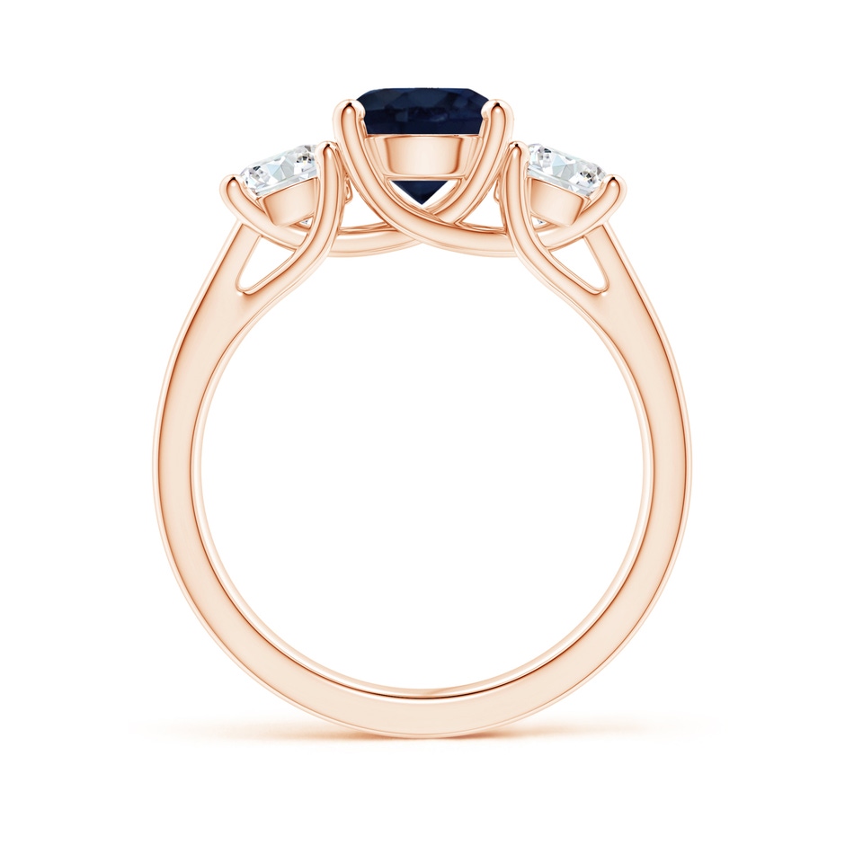 7mm A Classic Round Sapphire and Diamond Three Stone Ring in Rose Gold side-1