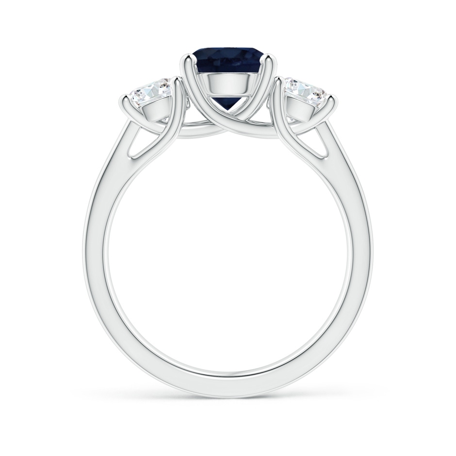 7mm A Classic Round Sapphire and Diamond Three Stone Ring in White Gold side-1