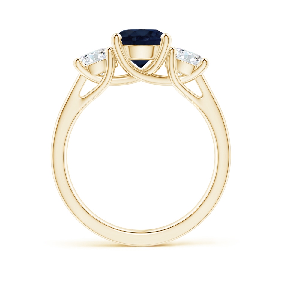 7mm A Classic Round Sapphire and Diamond Three Stone Ring in Yellow Gold side-1