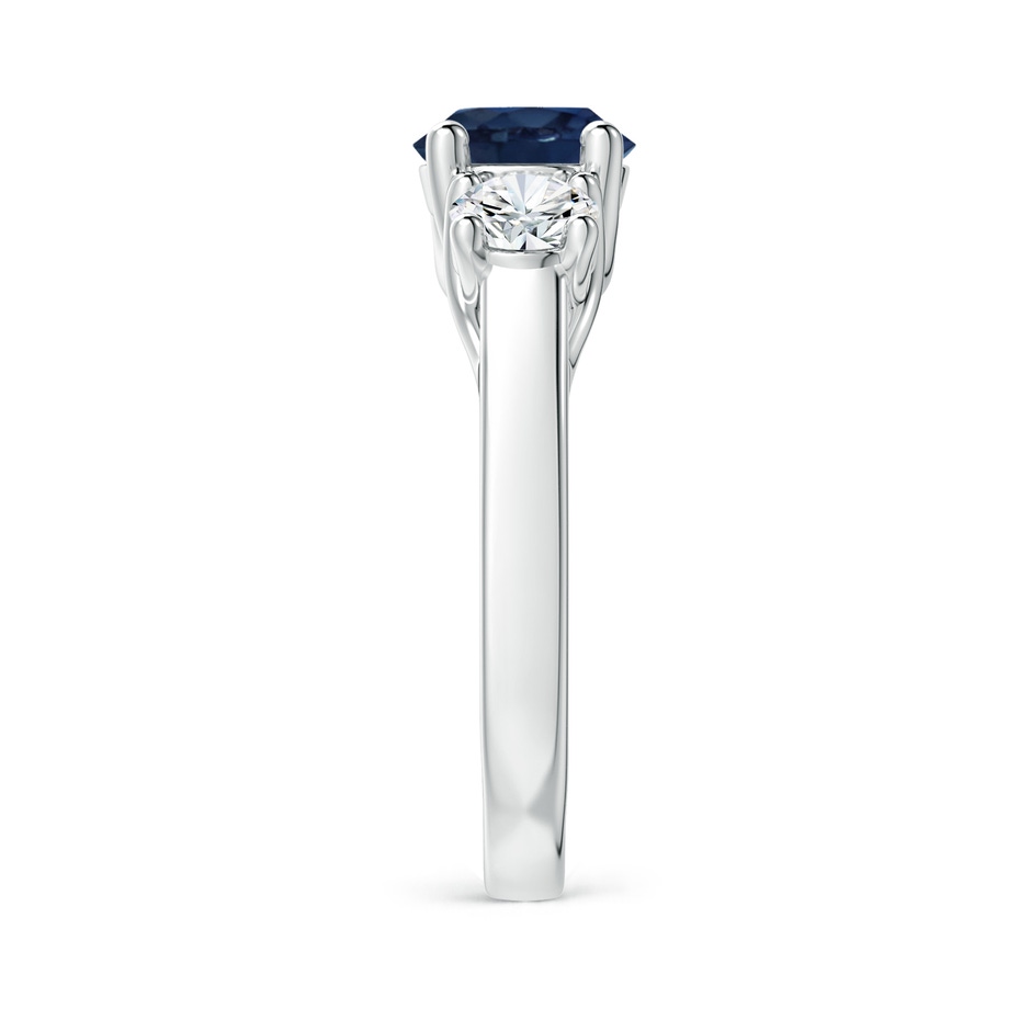 7mm AA Classic Round Sapphire and Diamond Three Stone Ring in P950 Platinum side-2