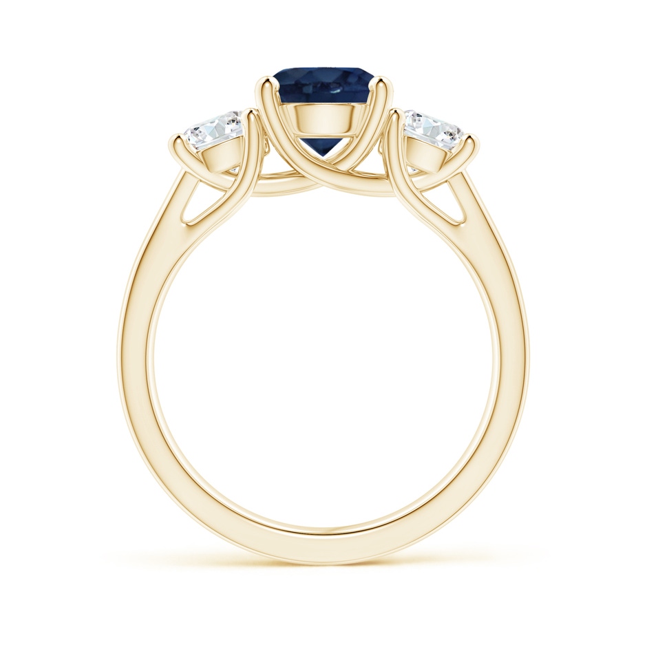 7mm AA Classic Round Sapphire and Diamond Three Stone Ring in Yellow Gold side-1