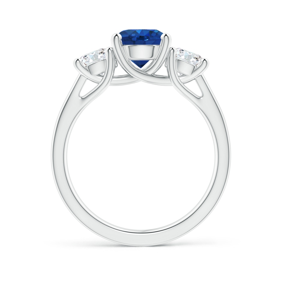 7mm AAA Classic Round Sapphire and Diamond Three Stone Ring in P950 Platinum side-1