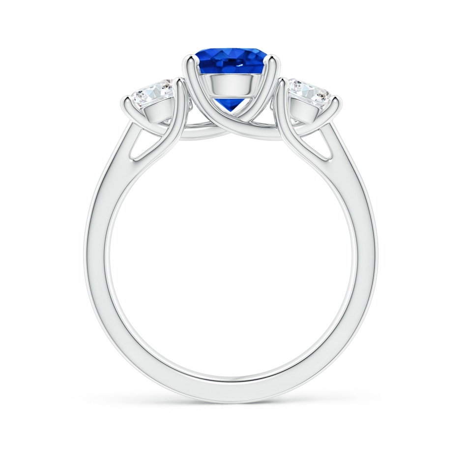 7mm AAAA Classic Round Sapphire and Diamond Three Stone Ring in P950 Platinum side-1