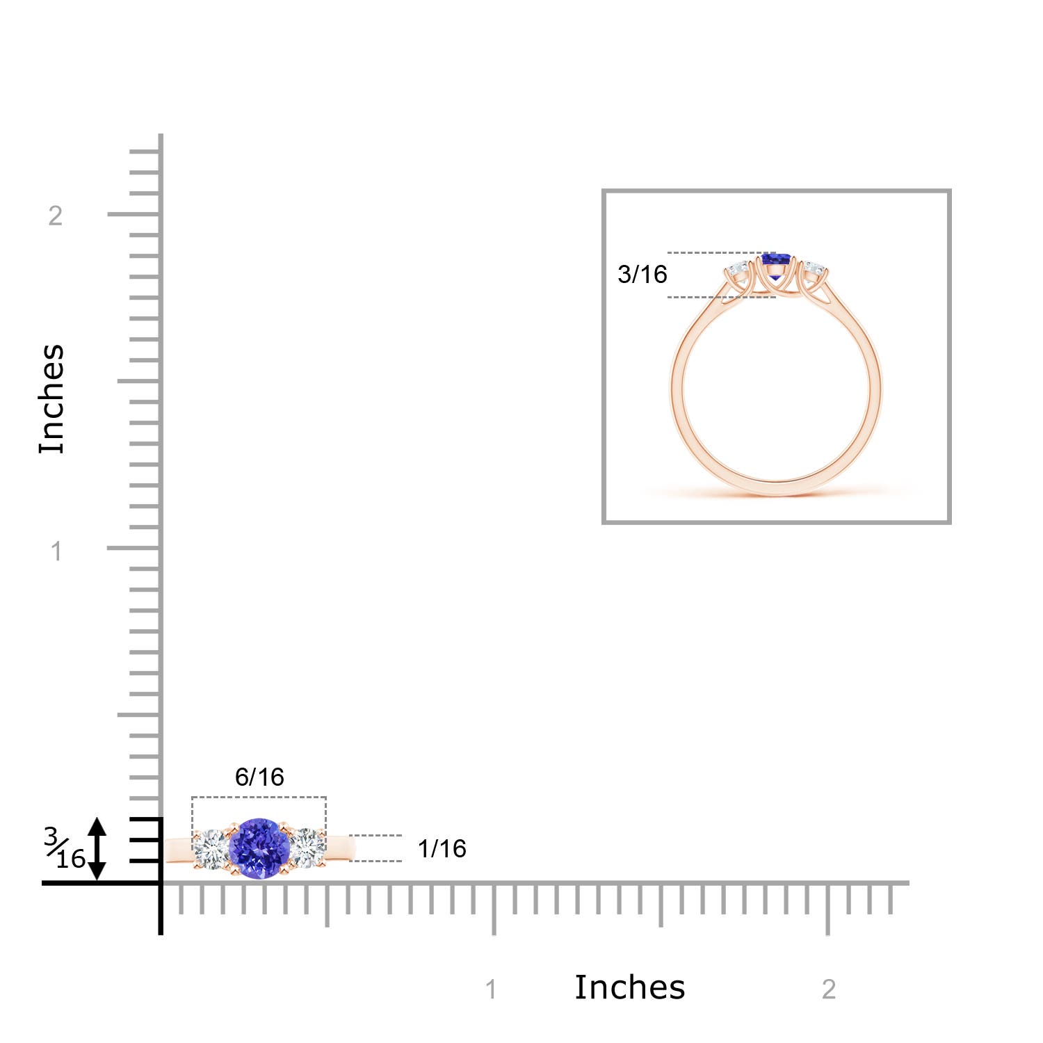 AAAA - Tanzanite / 0.46 CT / 14 KT Rose Gold