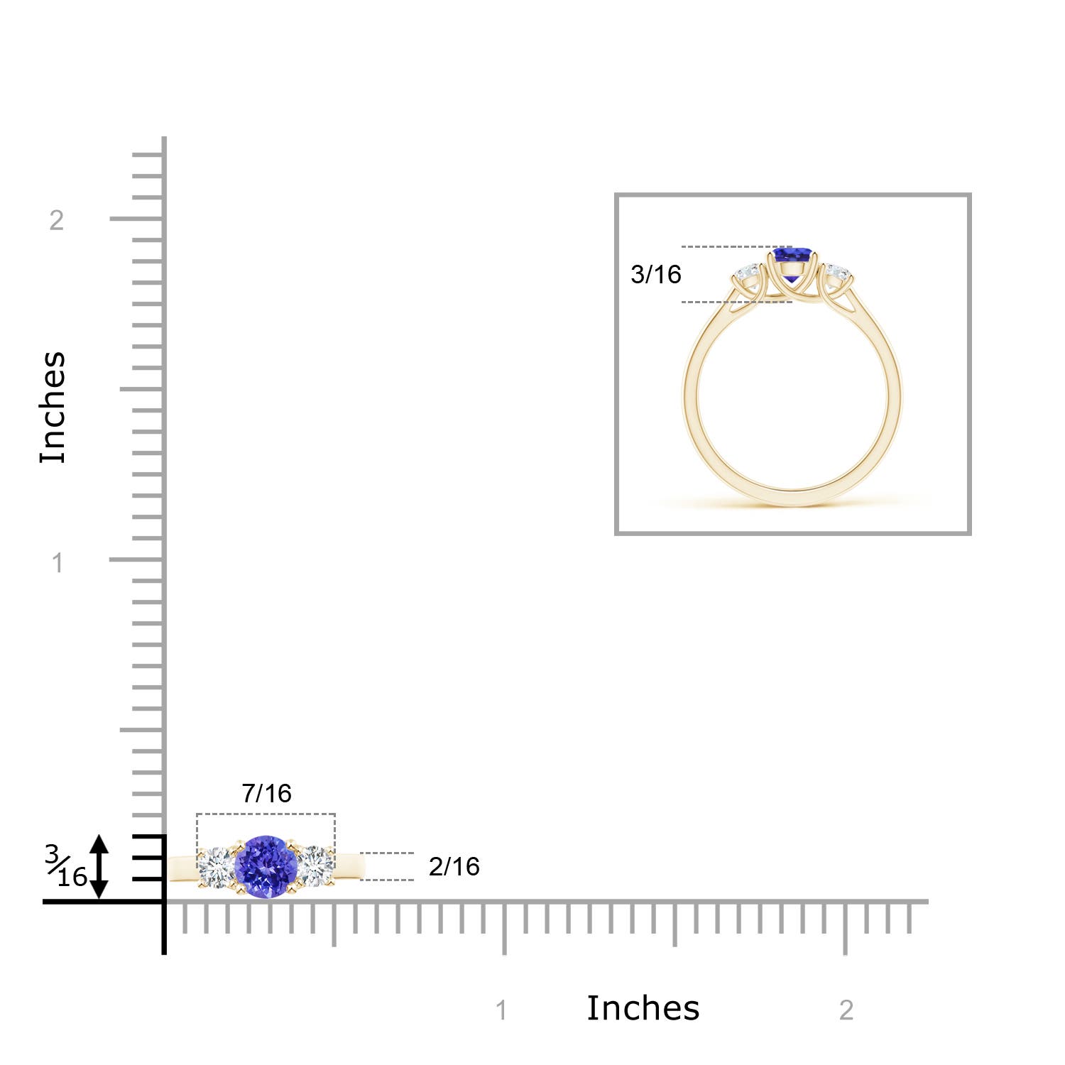 AAAA - Tanzanite / 0.82 CT / 14 KT Yellow Gold