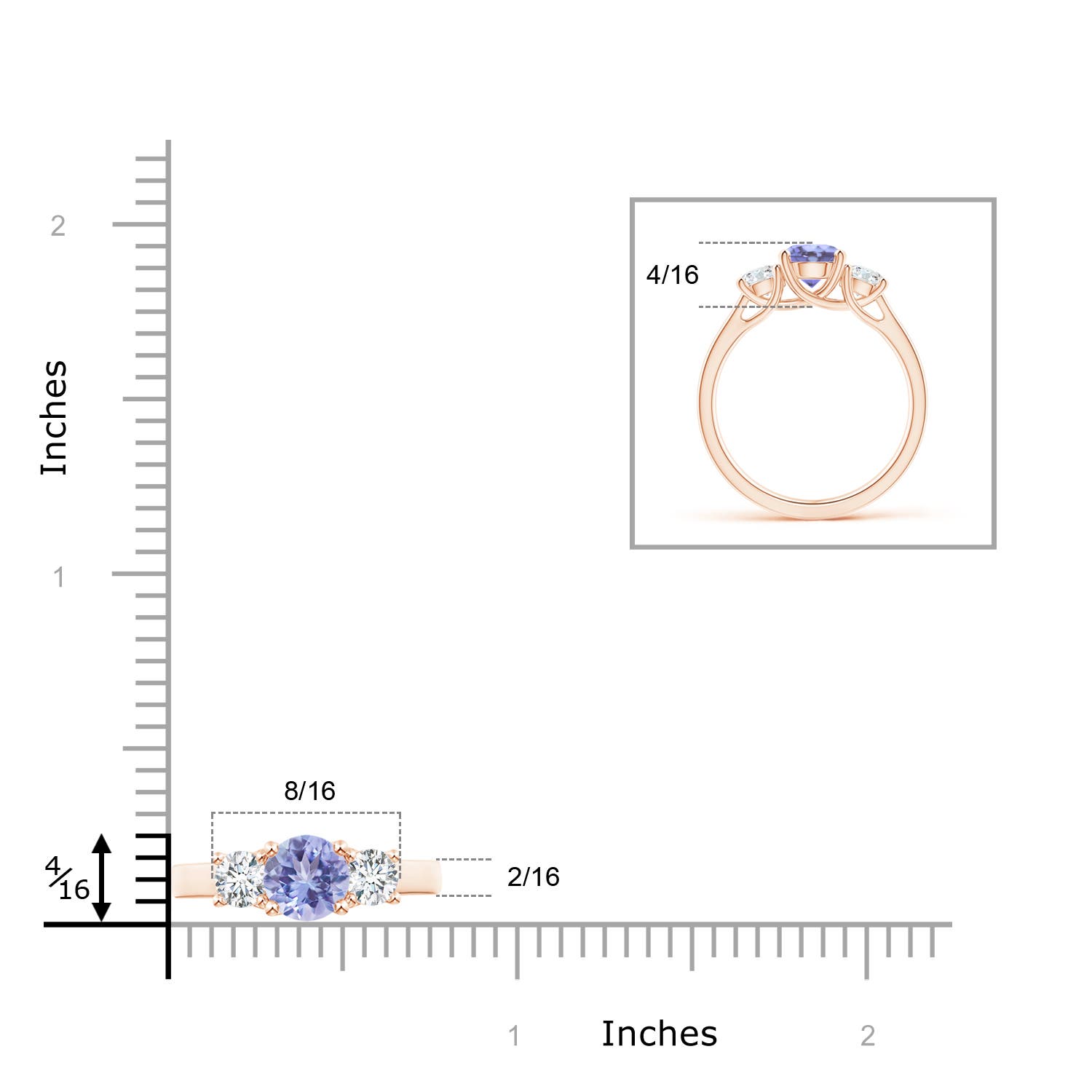 A - Tanzanite / 1.36 CT / 14 KT Rose Gold