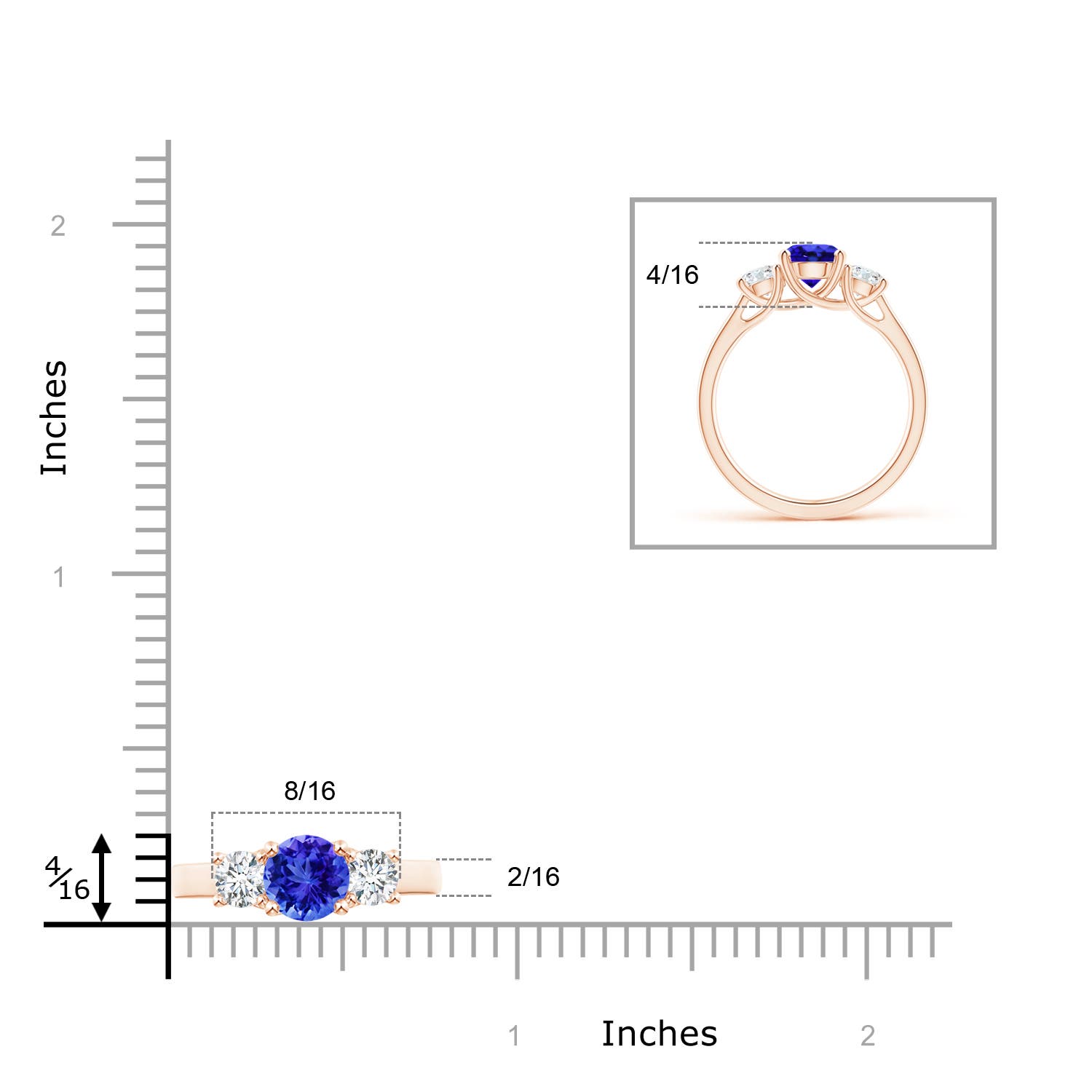 AAA - Tanzanite / 1.36 CT / 14 KT Rose Gold