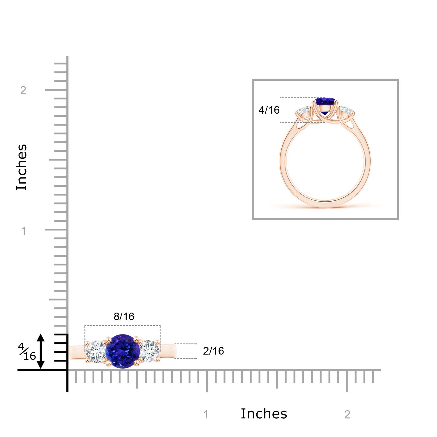 AAAA - Tanzanite / 1.36 CT / 14 KT Rose Gold