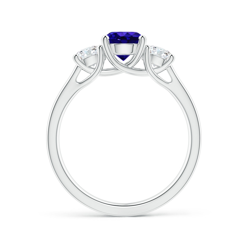 6mm AAAA Classic Round Tanzanite and Diamond Three Stone Ring in White Gold side 1