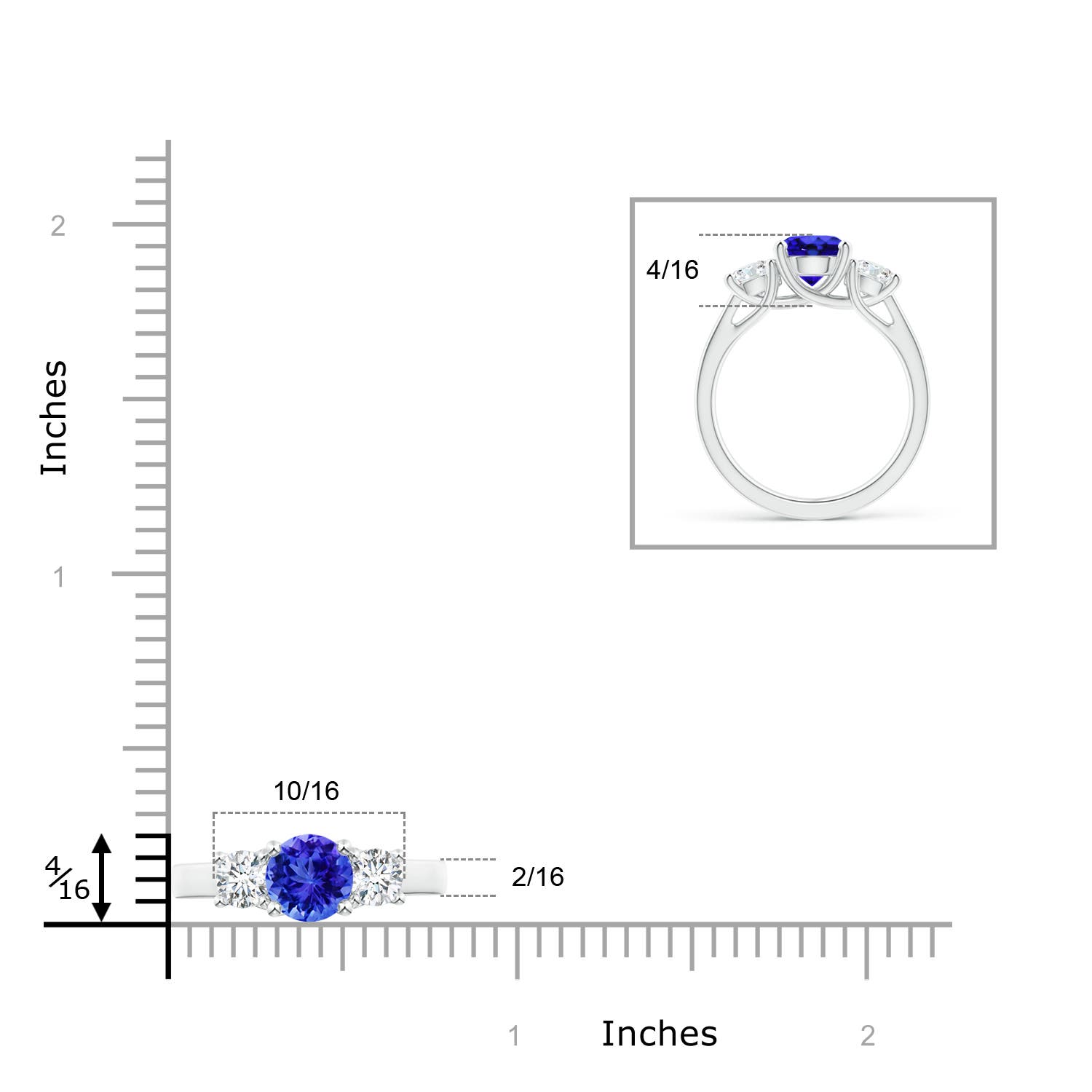 AAA - Tanzanite / 2.15 CT / 14 KT White Gold