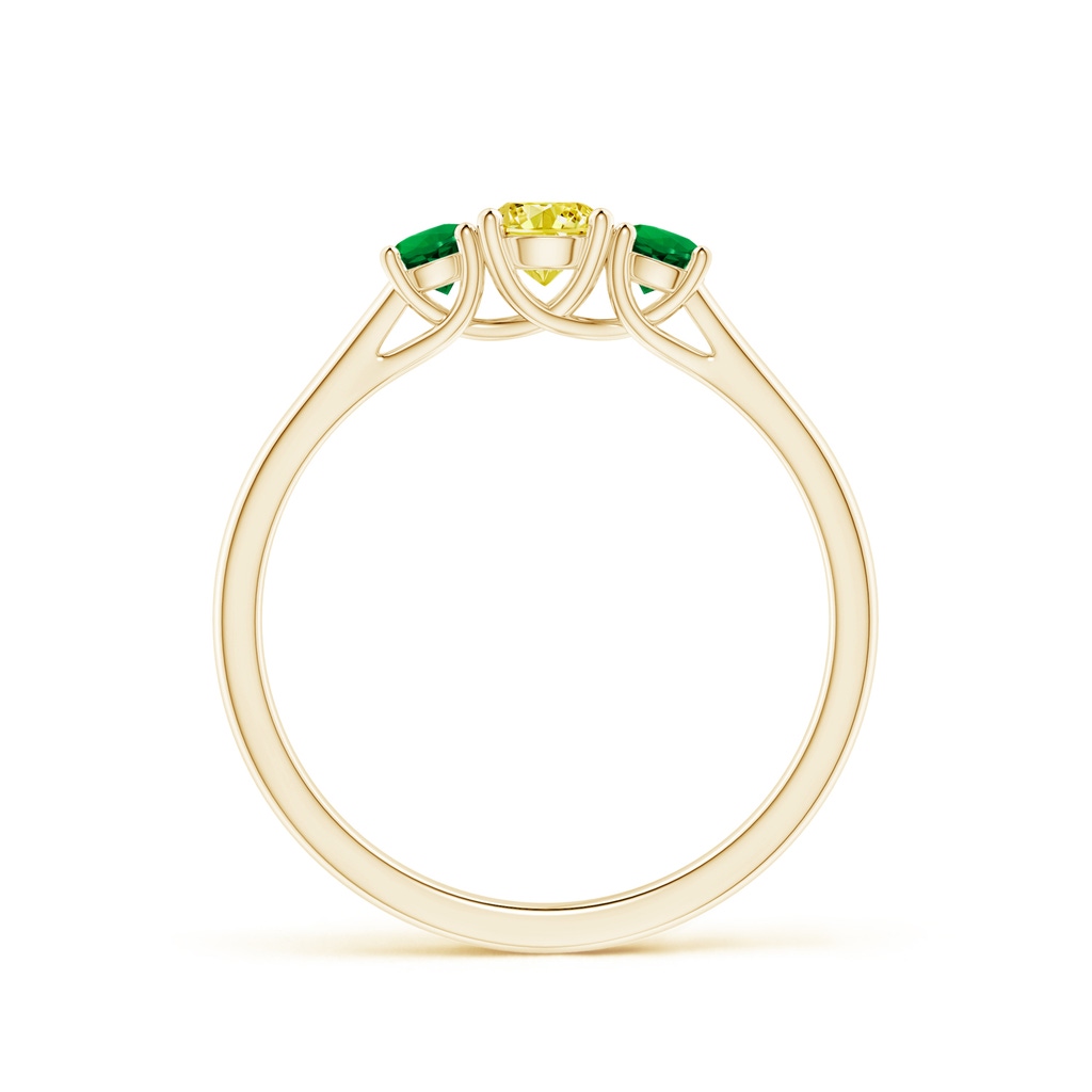 4mm AAAA Classic Round Fancy Intense Yellow Diamond Three Stone Ring in Yellow Gold - side 199