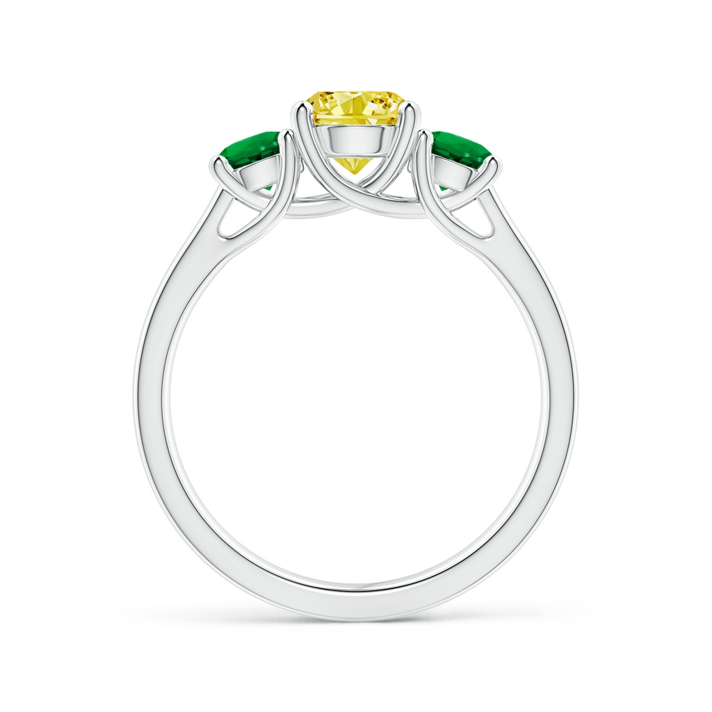 6mm AAAA Classic Round Fancy Intense Yellow Diamond Three Stone Ring in White Gold - side 199