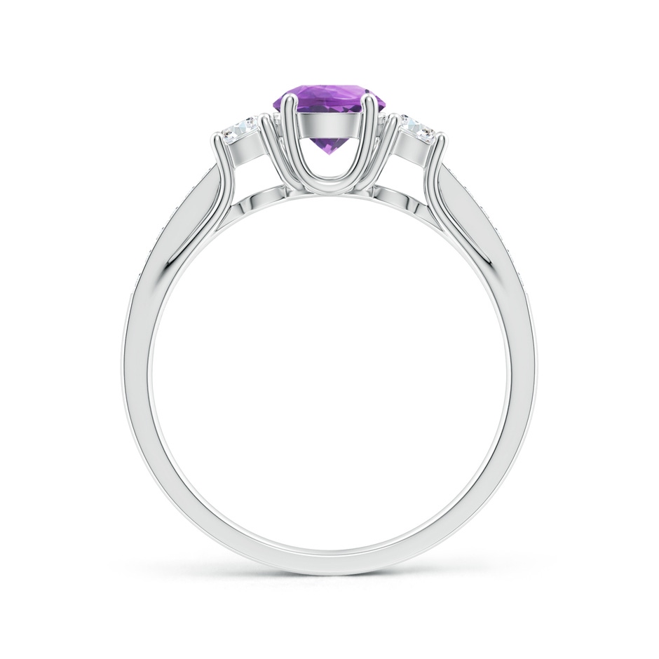 5mm A Classic Prong Set Round Amethyst and Diamond Three Stone Ring in White Gold side 199