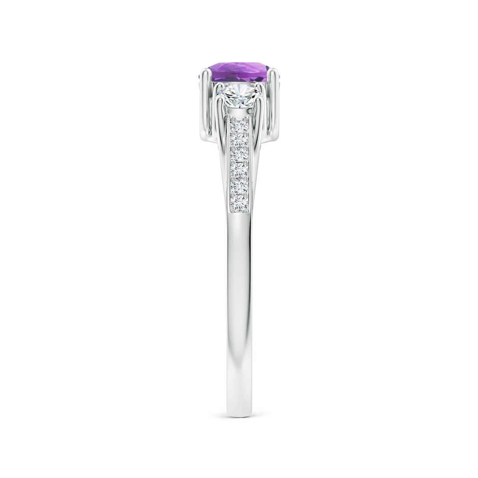 5mm A Classic Prong Set Round Amethyst and Diamond Three Stone Ring in White Gold side 299