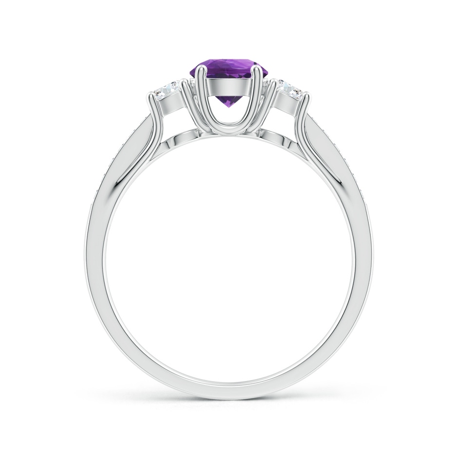 5mm AAA Classic Prong Set Round Amethyst and Diamond Three Stone Ring in White Gold side 199