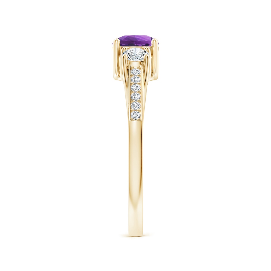 5mm AAA Classic Prong Set Round Amethyst and Diamond Three Stone Ring in Yellow Gold side 299