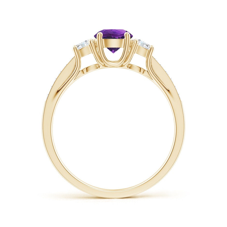 5mm AAAA Classic Prong Set Round Amethyst and Diamond Three Stone Ring in Yellow Gold side 199