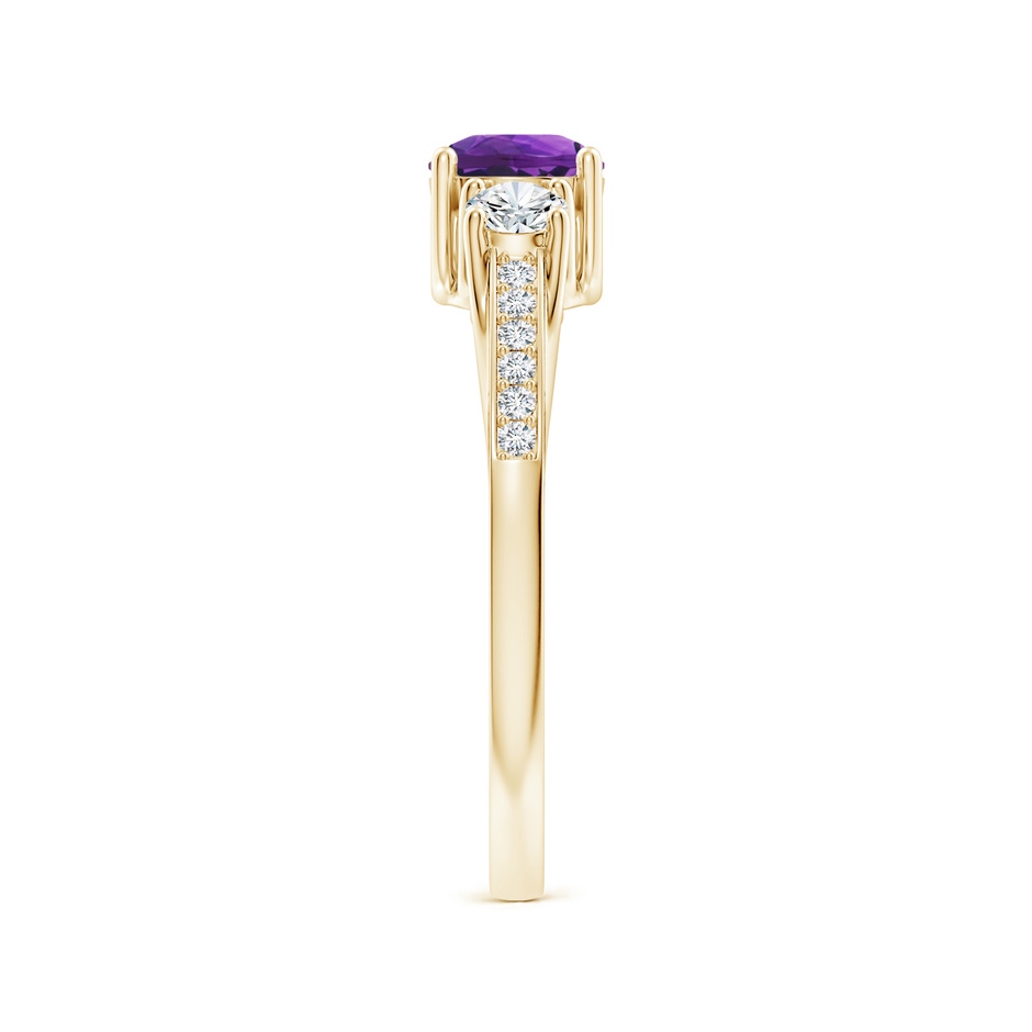 5mm AAAA Classic Prong Set Round Amethyst and Diamond Three Stone Ring in Yellow Gold side 299