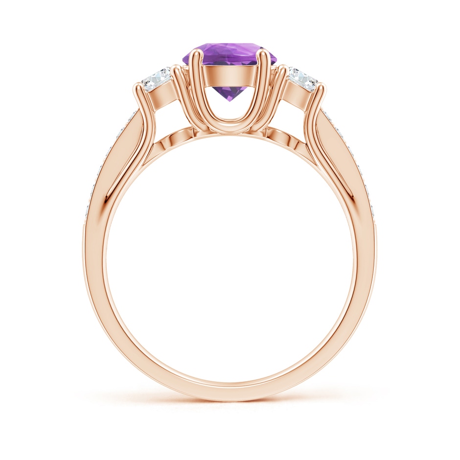 6mm A Classic Prong Set Round Amethyst and Diamond Three Stone Ring in 18K Rose Gold side 199