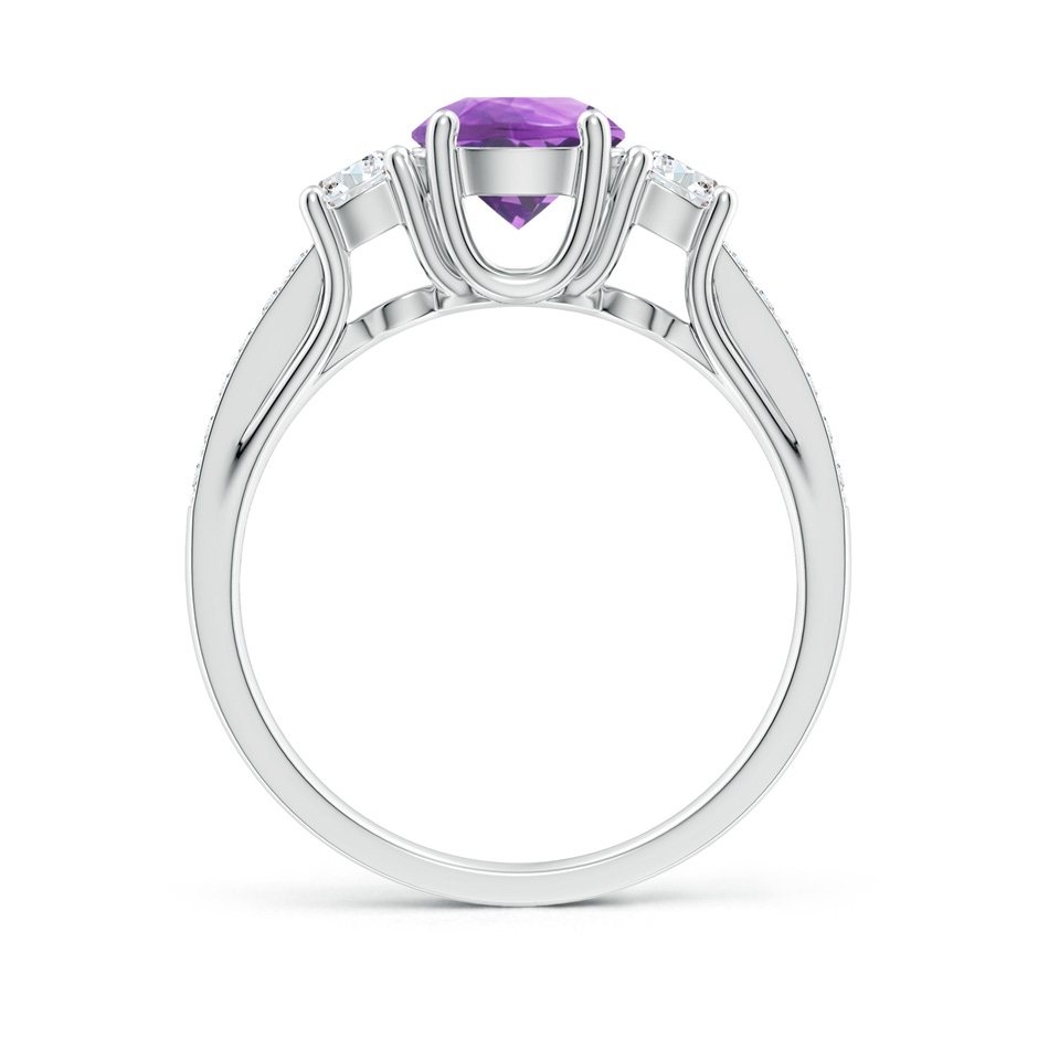 6mm A Classic Prong Set Round Amethyst and Diamond Three Stone Ring in White Gold side 199