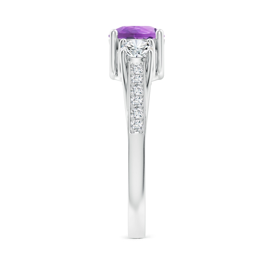 6mm A Classic Prong Set Round Amethyst and Diamond Three Stone Ring in White Gold side 299