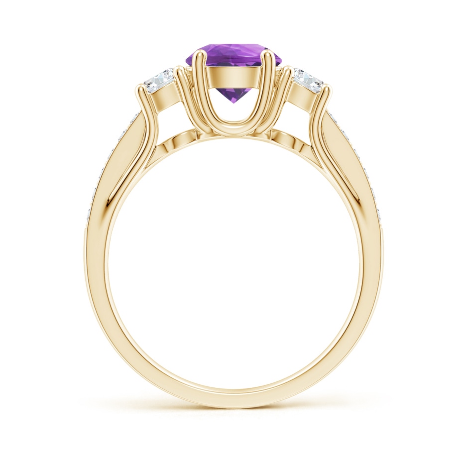 6mm AA Classic Prong Set Round Amethyst and Diamond Three Stone Ring in 18K Yellow Gold side 199
