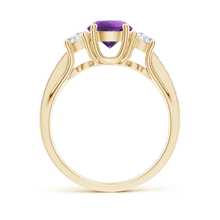 6mm AAA Classic Prong Set Round Amethyst and Diamond Three Stone Ring in 18K Yellow Gold side 199