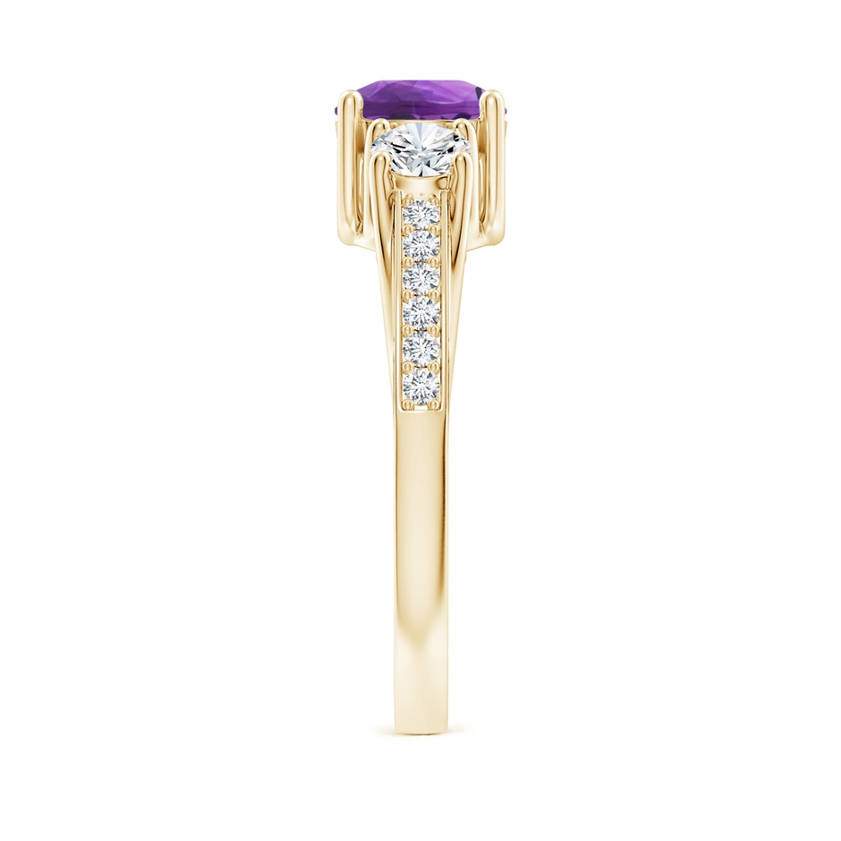 6mm AAA Classic Prong Set Round Amethyst and Diamond Three Stone Ring in 18K Yellow Gold side 299