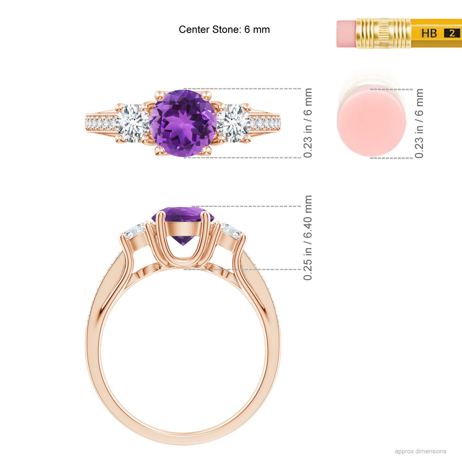 AAA - Amethyst / 1.24 CT / 14 KT Rose Gold