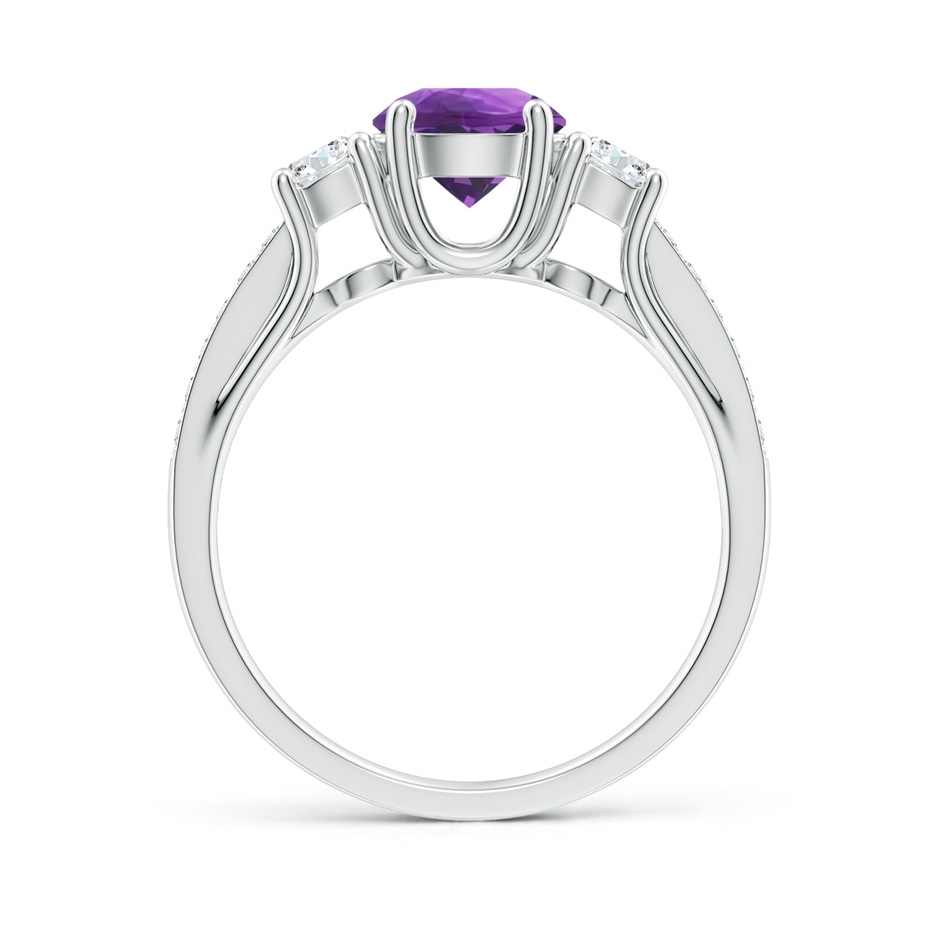 6mm AAA Classic Prong Set Round Amethyst and Diamond Three Stone Ring in White Gold side-1