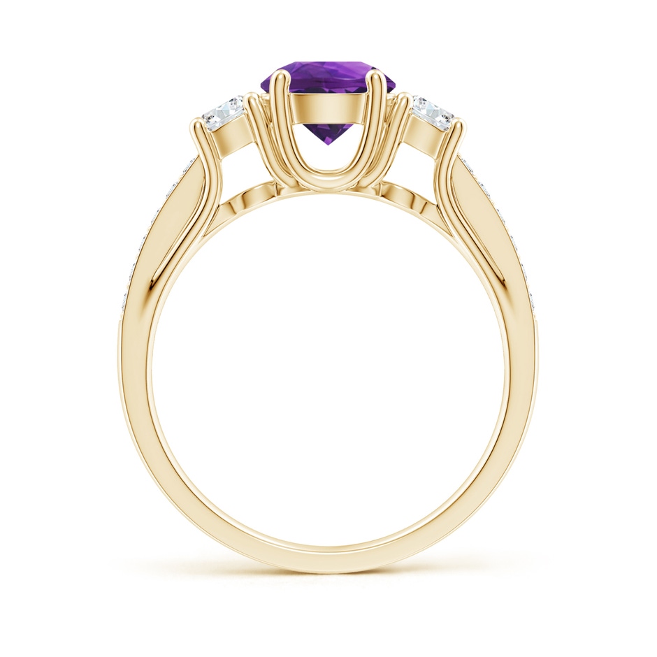 6mm AAAA Classic Prong Set Round Amethyst and Diamond Three Stone Ring in Yellow Gold side 199