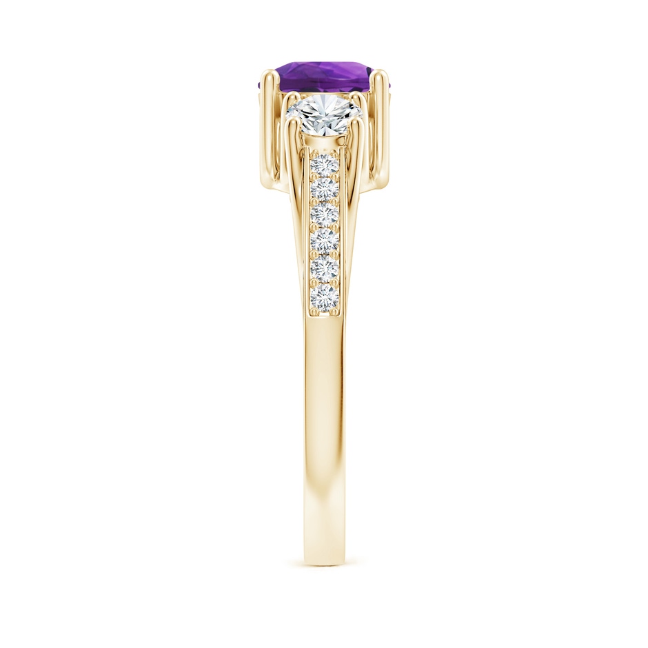 6mm AAAA Classic Prong Set Round Amethyst and Diamond Three Stone Ring in Yellow Gold side 299