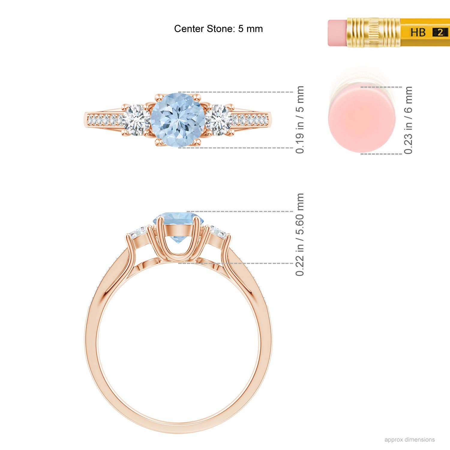 AA - Aquamarine / 0.71 CT / 14 KT Rose Gold