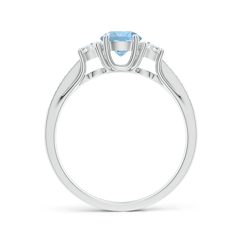 5mm AAA Classic Prong Set Round Aquamarine and Diamond Three Stone Ring in White Gold side-1