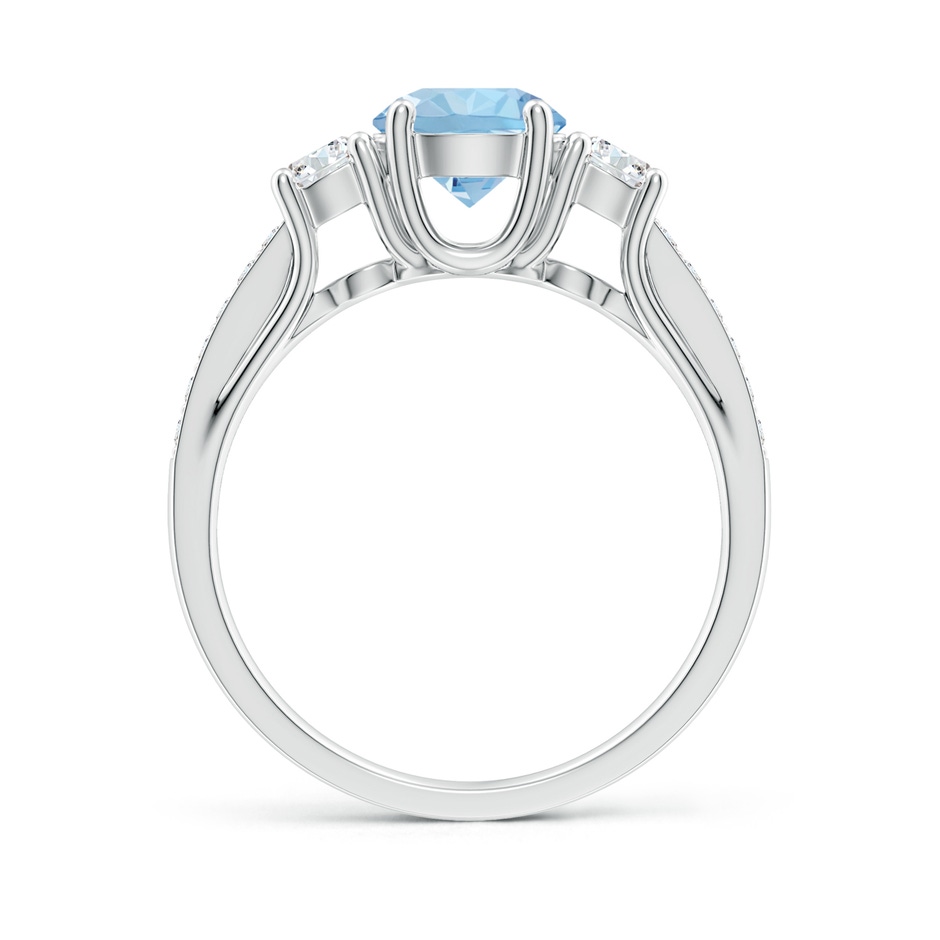 6mm AAA Classic Prong Set Round Aquamarine and Diamond Three Stone Ring in White Gold side-1