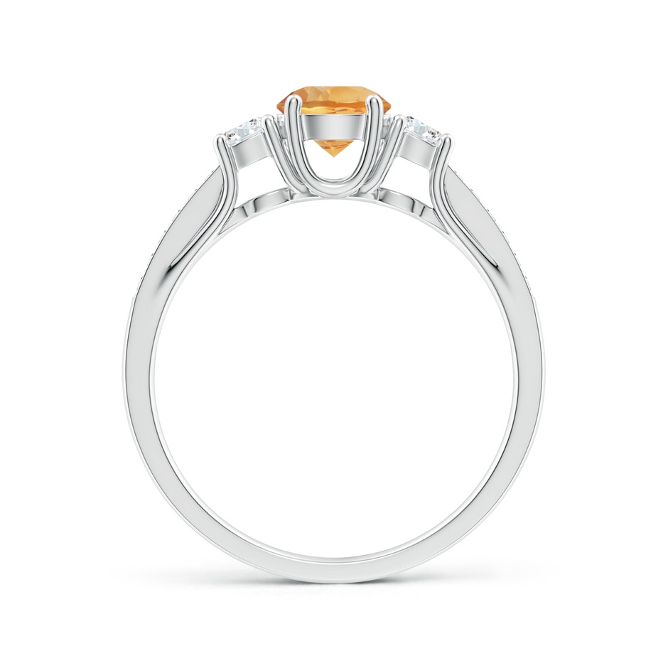 5mm A Classic Prong Set Round Citrine and Diamond Three Stone Ring in P950 Platinum side 199