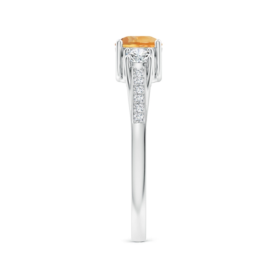5mm A Classic Prong Set Round Citrine and Diamond Three Stone Ring in P950 Platinum side 299