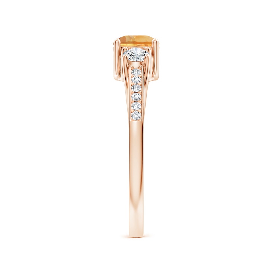 5mm A Classic Prong Set Round Citrine and Diamond Three Stone Ring in Rose Gold side 299