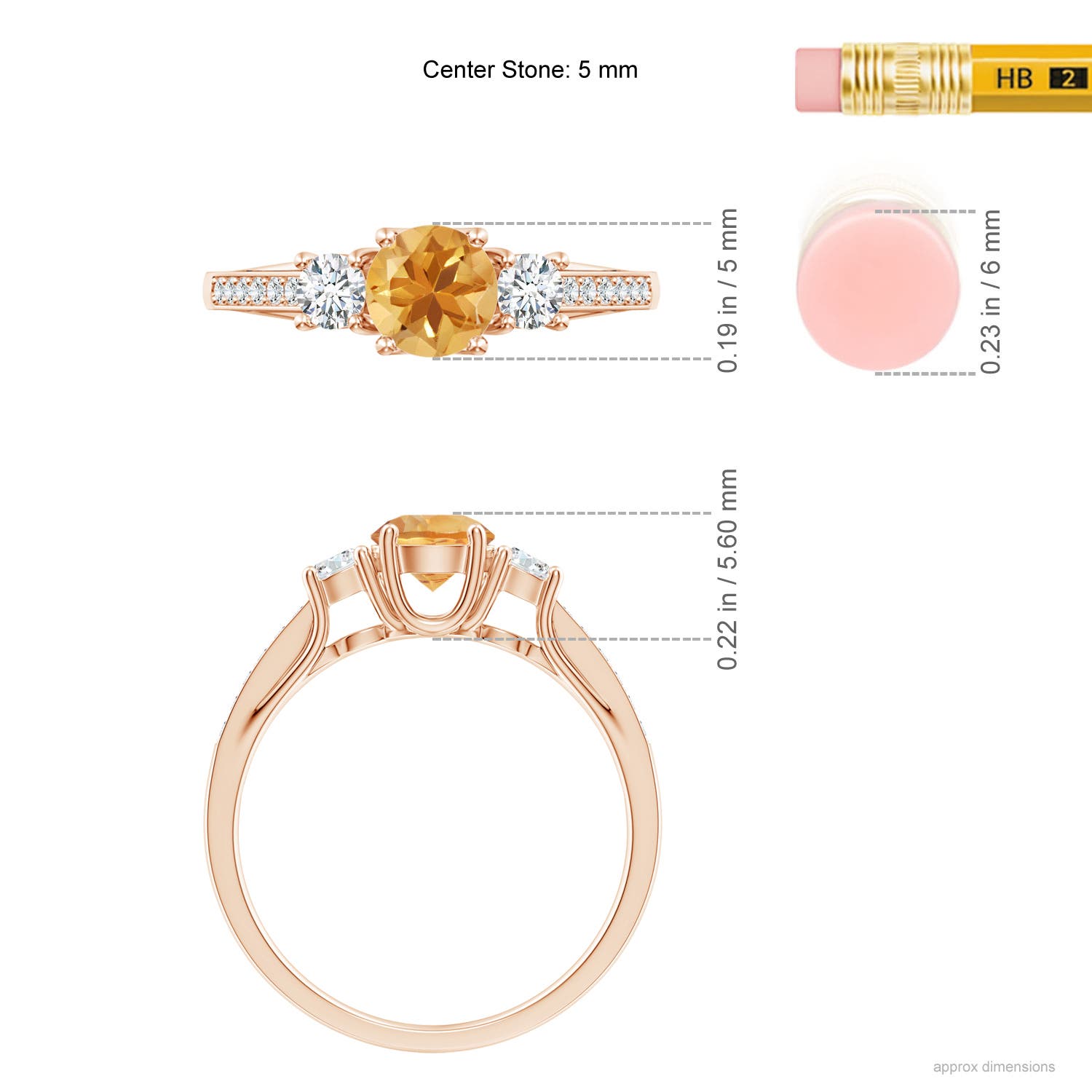 A - Citrine / 0.76 CT / 14 KT Rose Gold