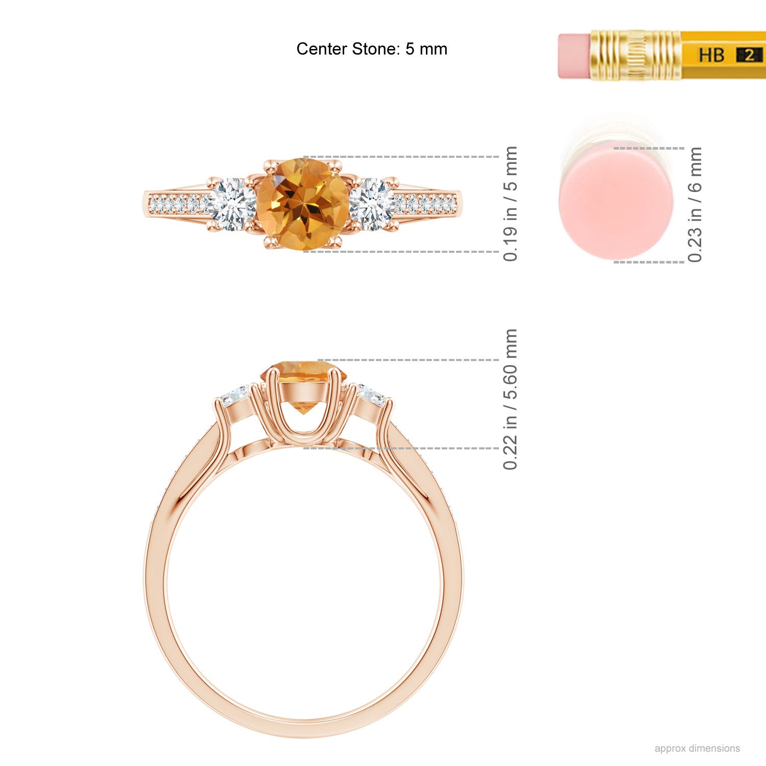 AA - Citrine / 0.76 CT / 14 KT Rose Gold