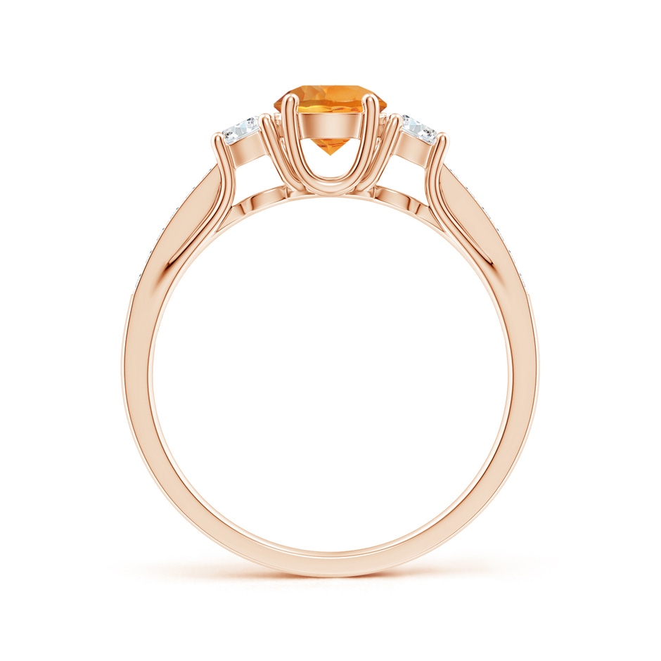 5mm AAA Classic Prong Set Round Citrine and Diamond Three Stone Ring in Rose Gold side 199
